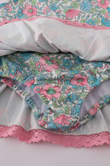 Green floral lace ruffle leotard