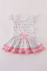 Bow floral lace ruffle leotard
