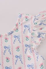 Bow floral lace ruffle leotard