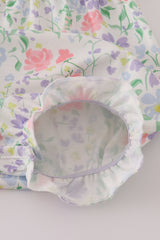 Floral print crayon apple embroidery bubble