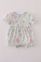 Floral print crayon apple embroidery bubble