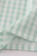 Green cow embroidery smocked gingham ruffle shorts set