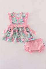 Green dream garden ruffle bloomer set