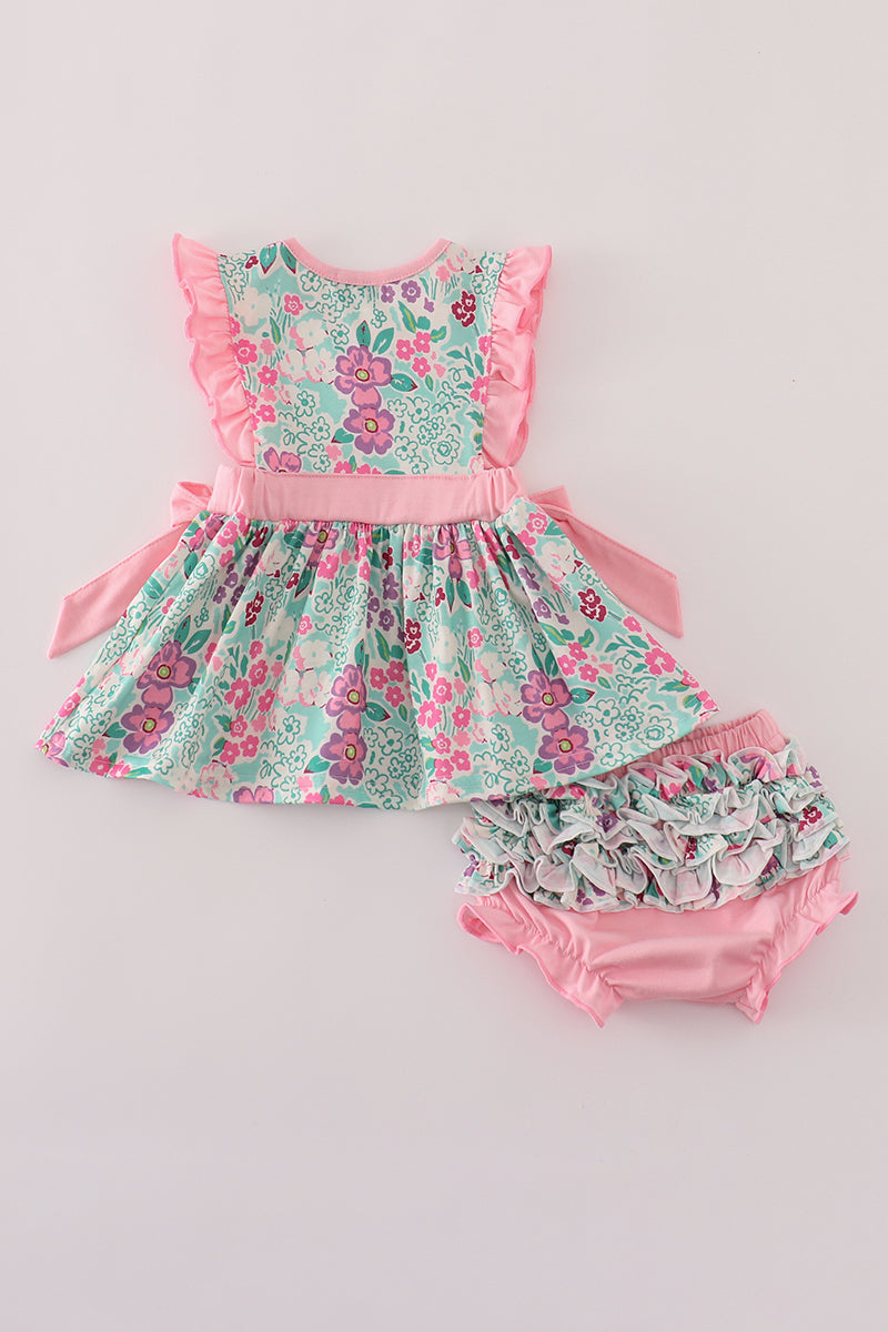 Green dream garden ruffle bloomer set