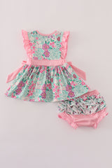 Green dream garden ruffle bloomer set