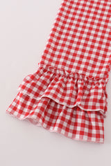 Blue tractor embroidery ruffle pants set