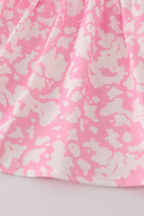 Pink strawberry milk cow embroidery ruffle shorts set
