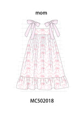 Pink bow print ruffle mom&me dress