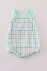 Green marine embroidery smocked bubble