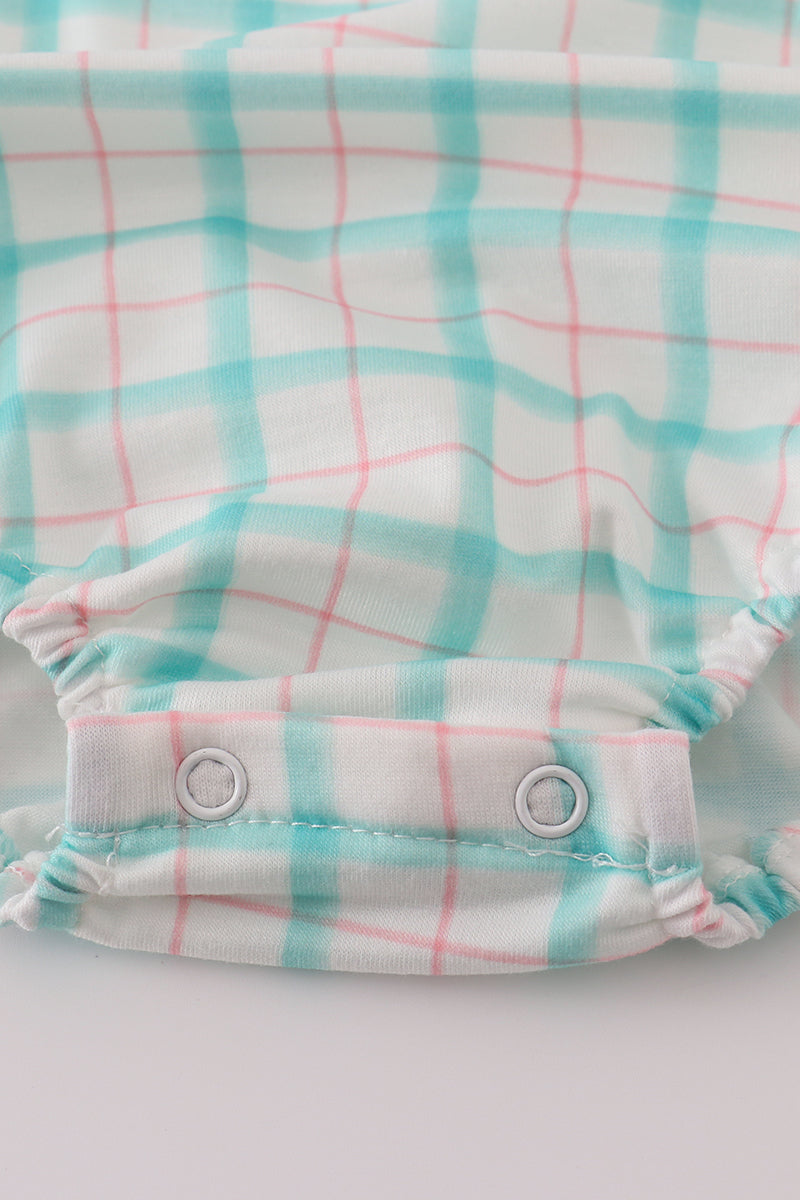 Green marine embroidery smocked bubble