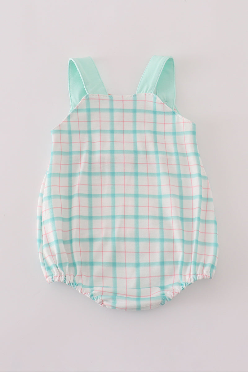 Green marine embroidery smocked bubble