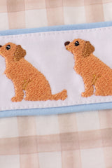 Beige puppy embroidery gingham bubble