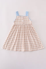 Beige puppy embroidery gingham dress
