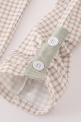 Blue dog deer embroidery ruffle pants set