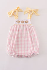 Pink puppy embroidery gingham bubble