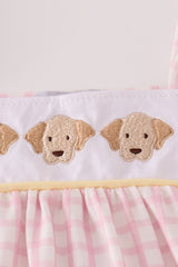 Pink puppy embroidery ruffle pants set