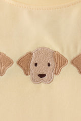 Yellow puppy embroidery gingham pants set