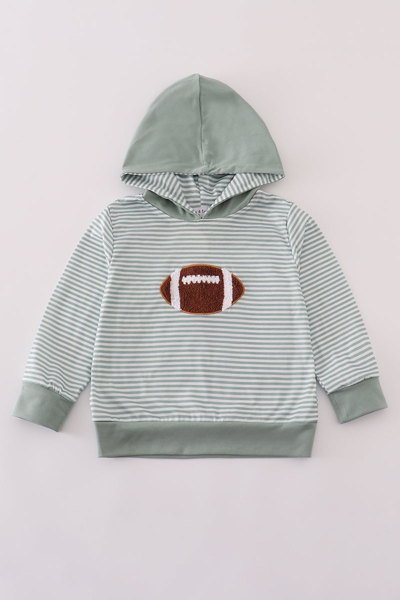 Sage stripe football french knot hoodie