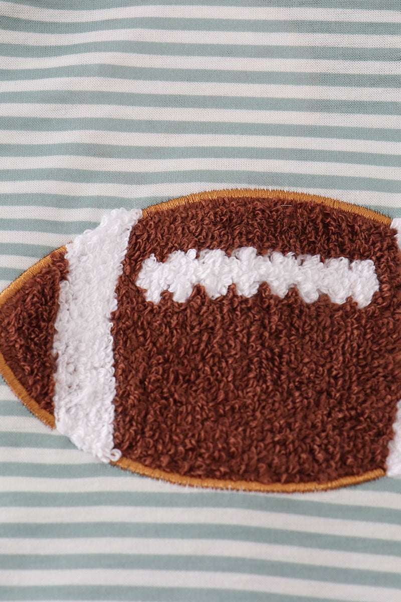 Sage stripe football french knot hoodie