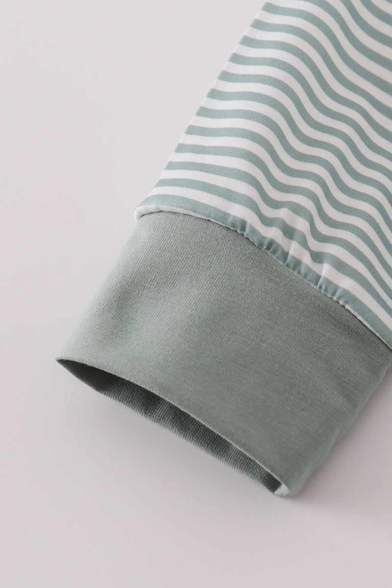 Sage stripe football french knot hoodie