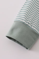 Sage stripe football french knot hoodie