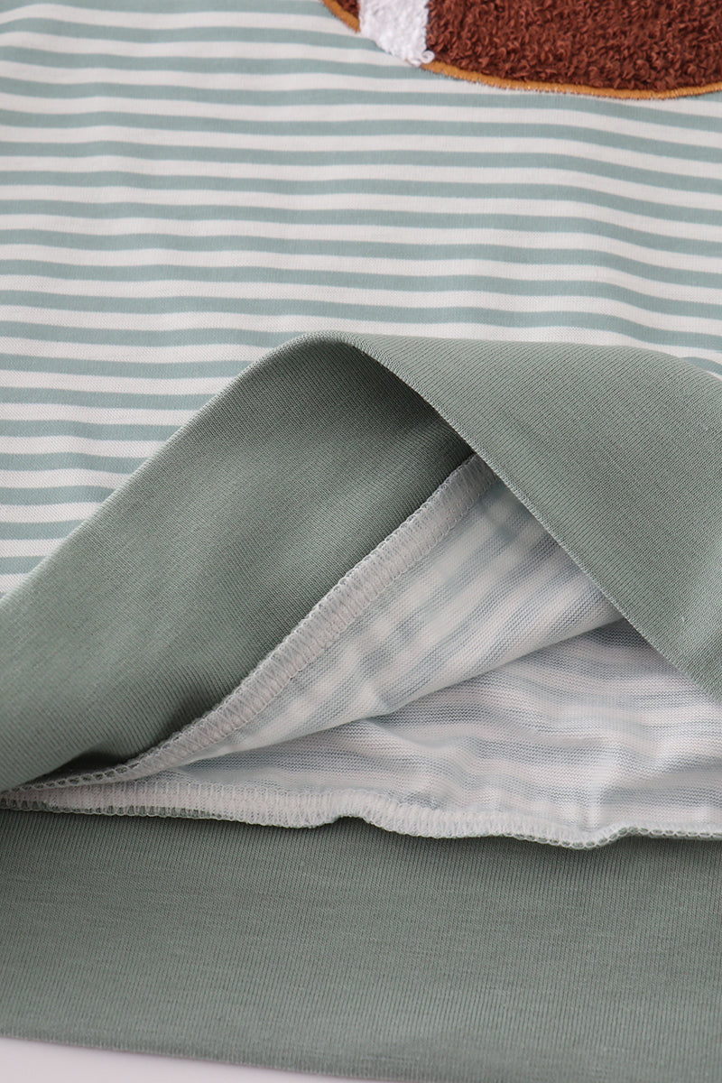 Sage stripe football french knot hoodie