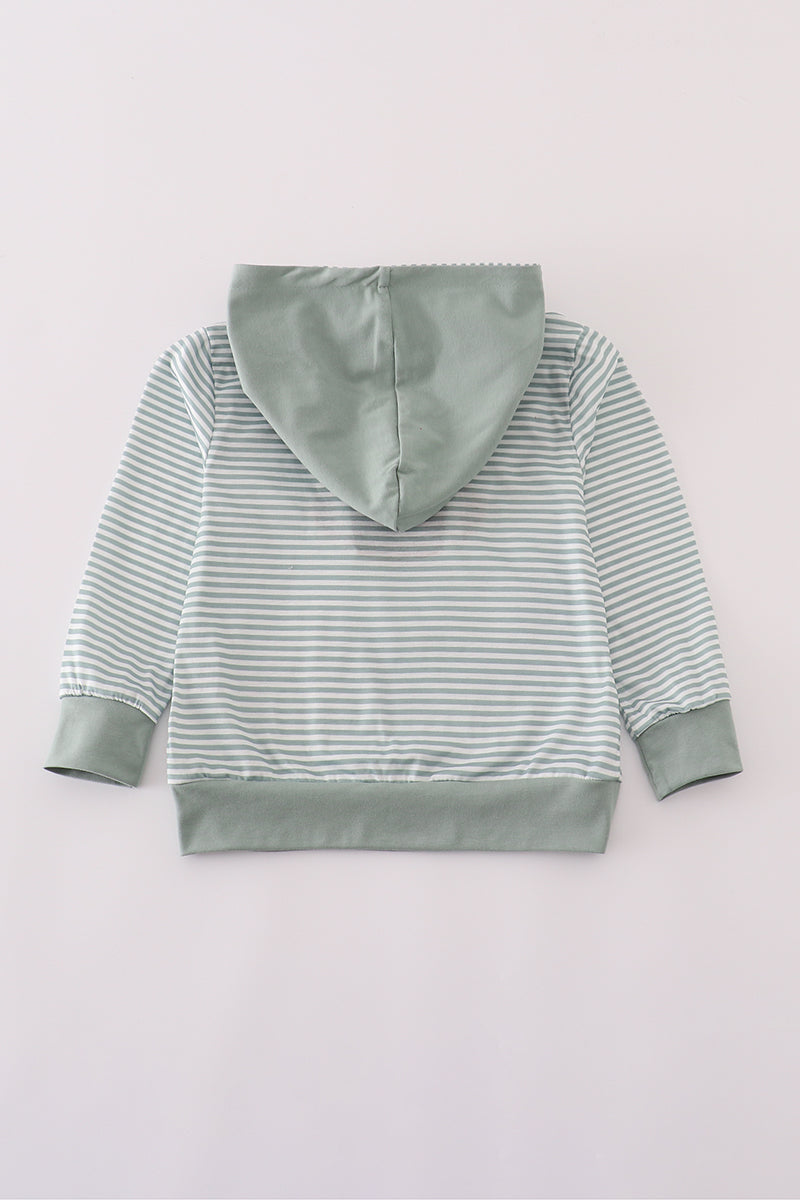 Sage stripe football french knot hoodie