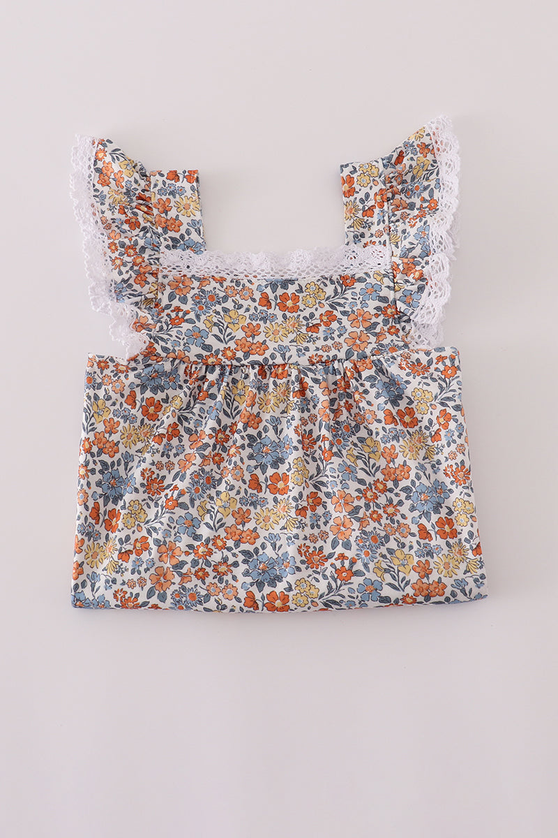 Fall floral print pants set