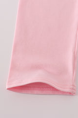Pink football french knot ruffle stripe pants set