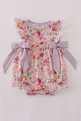 Purple floral print ruffle bubble