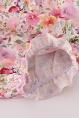 Purple floral print ruffle bubble