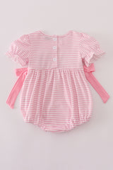 Pink stripe puppy embroidery ruffle bubble