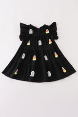 Black ghost sequin ruffle dress