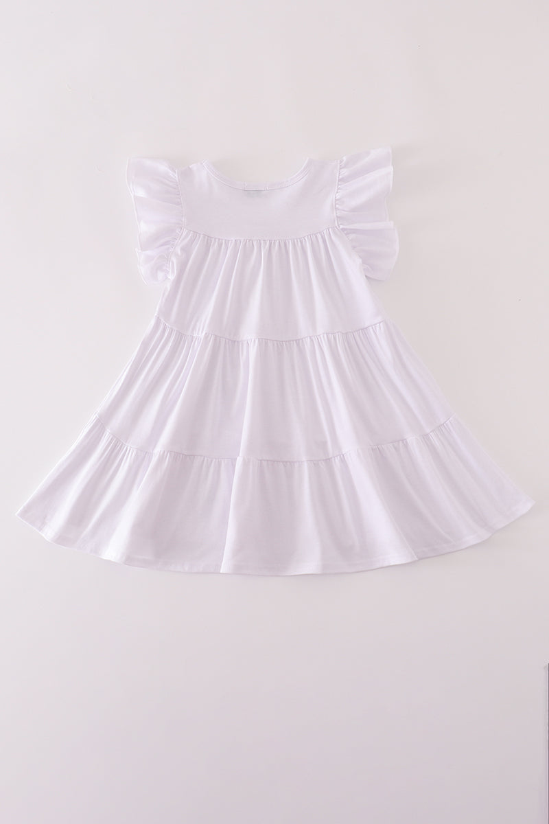 White ghost witch pumpkin sequin ruffle dress