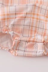 Orange pumpkin embroidery plaid bubble