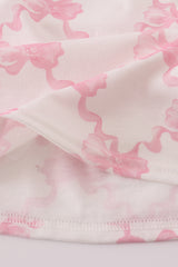 Pink bow tie embroidery ruffle dress