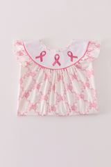 Pink bow tie embroidery ruffle dress