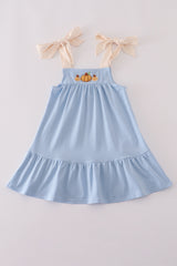 Blue pumpkin french knot dress