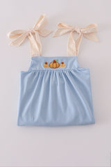 Blue pumpkin french knot dress