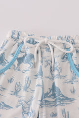 Blue cowboy embroidery romper