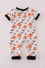 Black pumpkin print romper