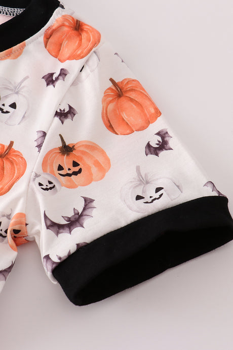 Black pumpkin print pants set