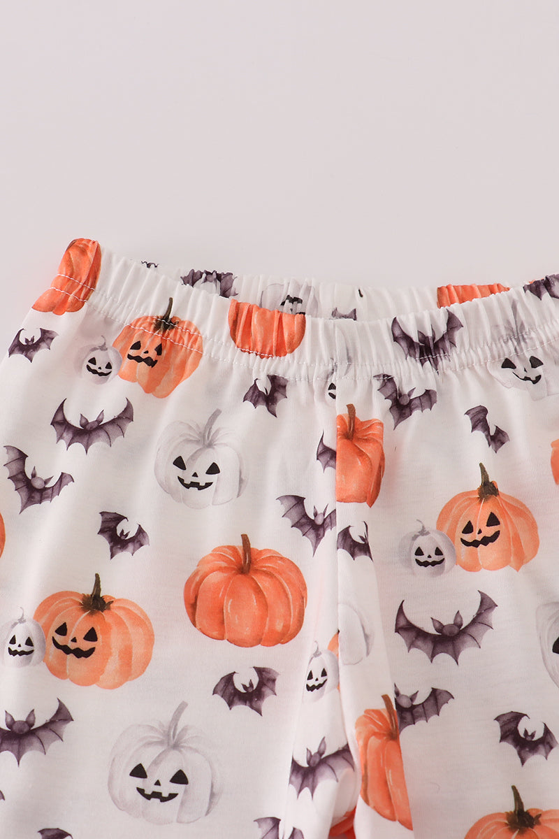 Black pumpkin print pants set