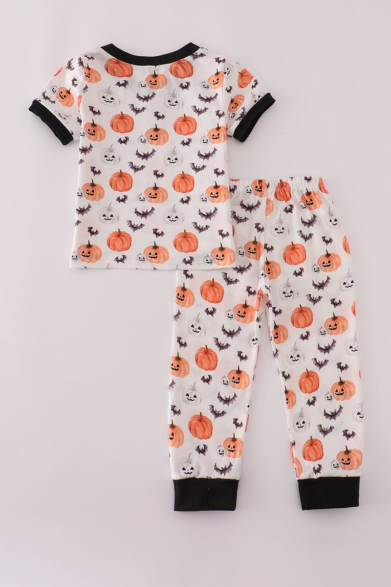 Black pumpkin print pants set