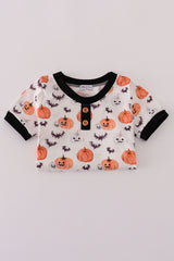 Black pumpkin print pants set