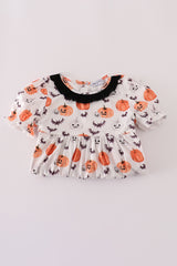 Black pumpkin print pants set