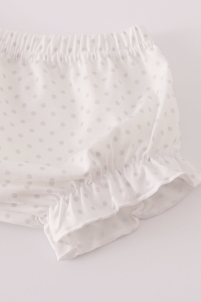 Pink bow embroidery bloomer set