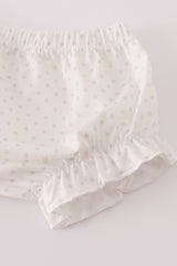 Pink bow embroidery bloomer set