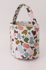 Camouflage puppy print basket