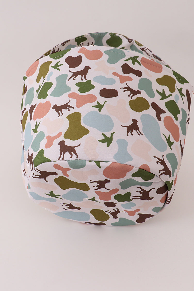 Camouflage puppy print basket